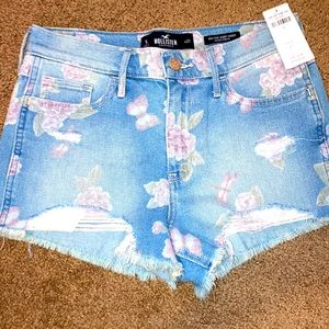 Hollister Floral Denim High Rise Short Short NWT Size 5